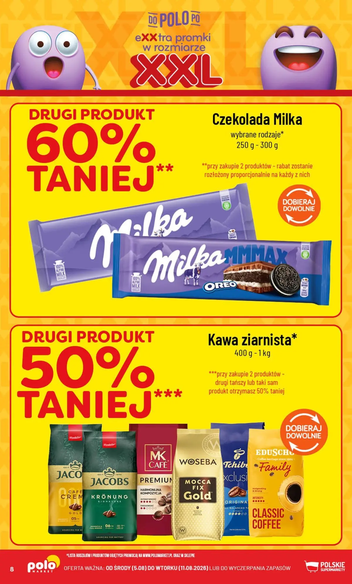 Nowa POLOmarket gazetka od jutra (05.08.2026) | Strona: 8 | Produkty: Czekolada milka, Milka, Kawa, Czekolada Nowa POLOmarket gazetka od jutra 05.08.2026 | Strona: 8 | Produkty: Czekolada milka, Milka, Kawa, Czekolada