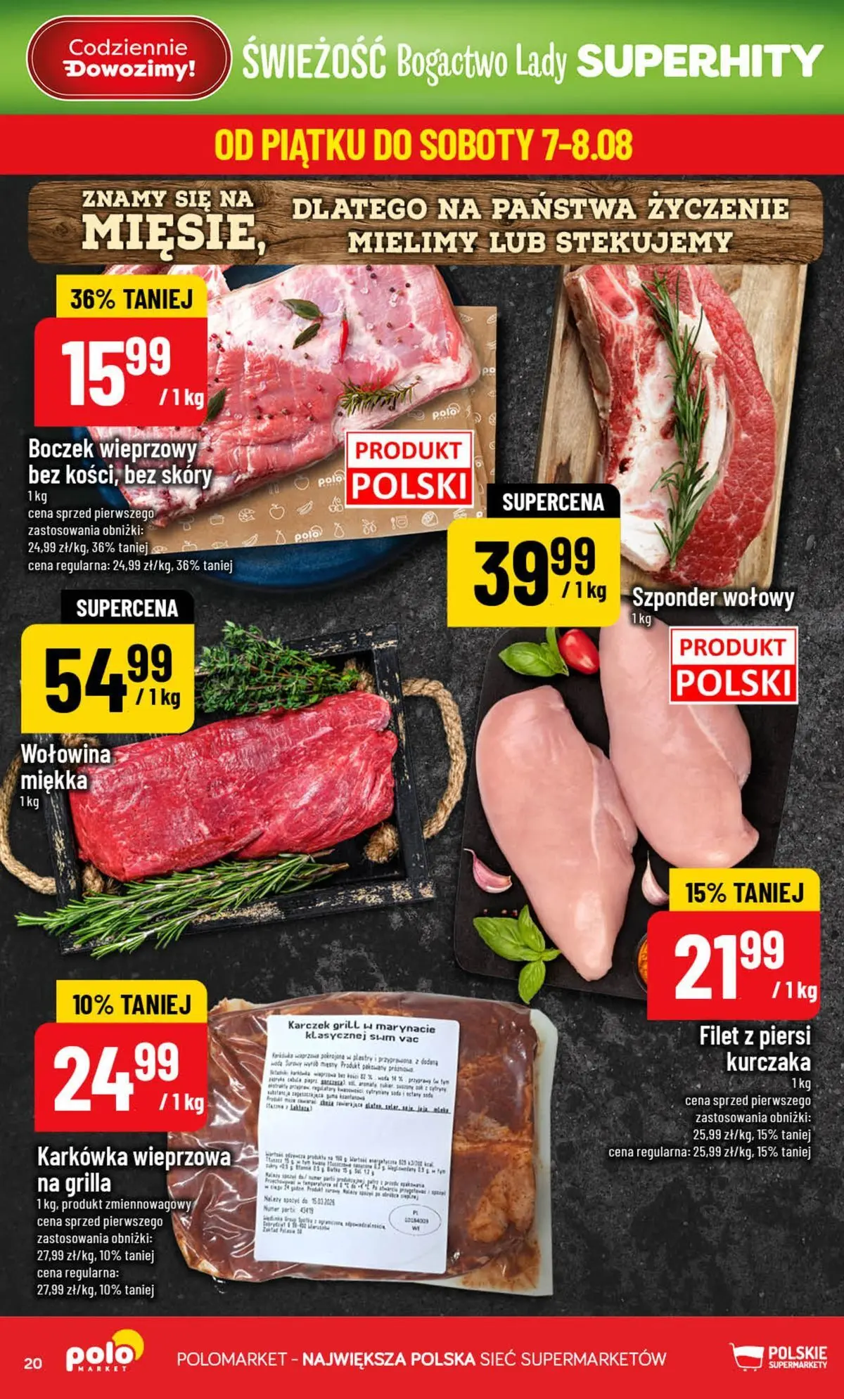 Nowa POLOmarket gazetka od jutra (05.08.2026) | Strona: 20 | Produkty: Piersi, Grill, Boczek, Filet z piersi kurczaka Nowa POLOmarket gazetka od jutra 05.08.2026 | Strona: 20 | Produkty: Piersi, Grill, Boczek, Filet z piersi kurczaka