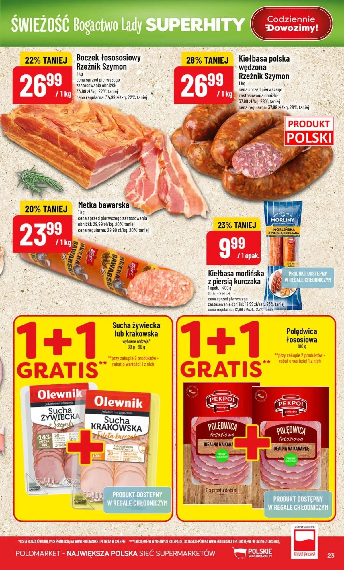 Nowa POLOmarket gazetka od jutra (05.08.2026) | Strona: 23 | Produkty: Kiełbasa, Boczek Nowa POLOmarket gazetka od jutra 05.08.2026 | Strona: 23 | Produkty: Kiełbasa, Boczek