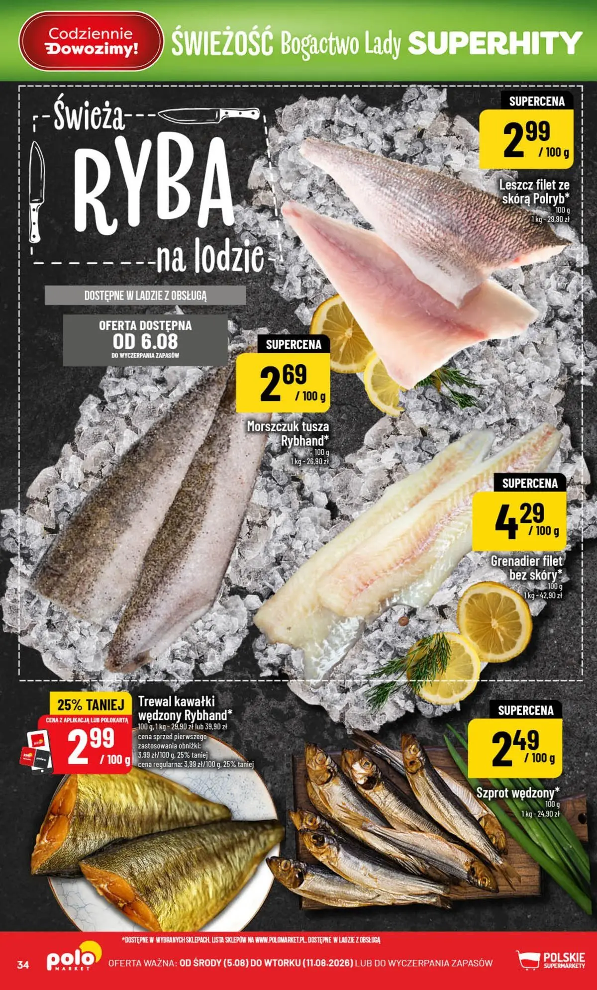 Nowa POLOmarket gazetka od jutra (05.08.2026) | Strona: 34 | Produkty: Trewal, Morszczuk, Ryba Nowa POLOmarket gazetka od jutra 05.08.2026 | Strona: 34 | Produkty: Trewal, Morszczuk, Ryba
