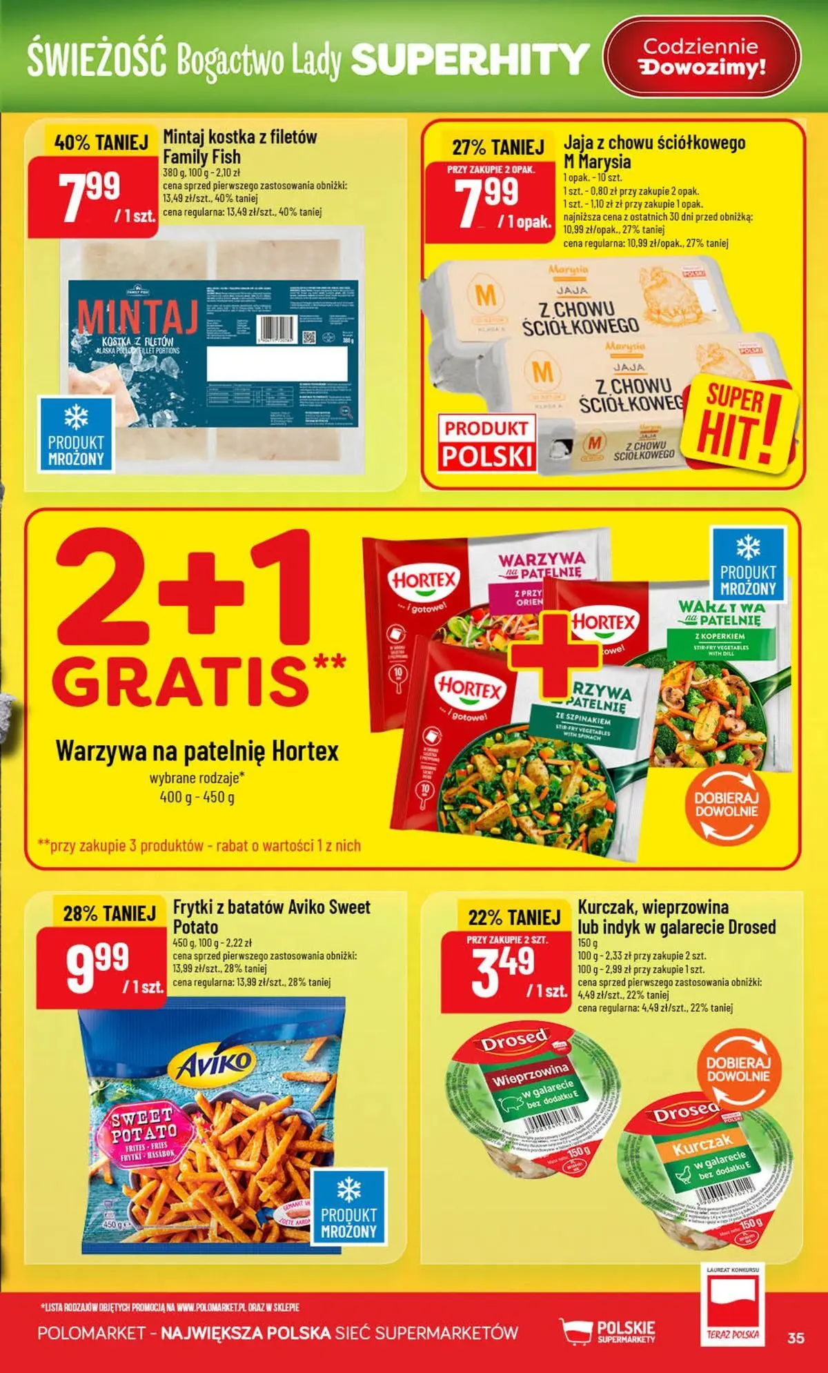 Nowa POLOmarket gazetka od jutra (05.08.2026) | Strona: 35 | Produkty: Warzywa na patelnie, Mintaj kostka, Indyk w galarecie, Wieprzowina Nowa POLOmarket gazetka od jutra 05.08.2026 | Strona: 35 | Produkty: Warzywa na patelnie, Mintaj kostka, Indyk w galarecie, Wieprzowina
