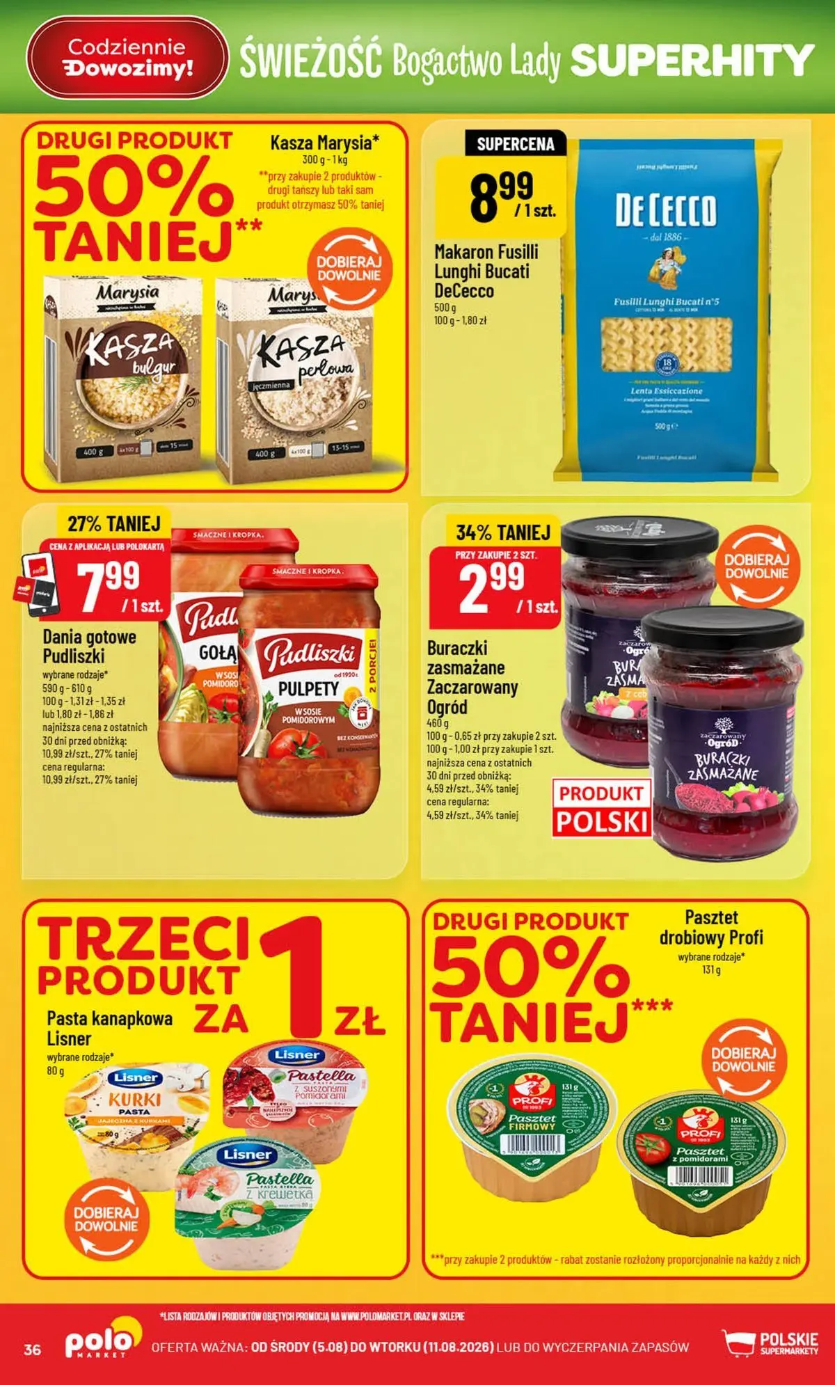 Nowa POLOmarket gazetka od jutra (05.08.2026) | Strona: 36 | Produkty: Kasza, Makaron, Kasza bulgur, Dania gotowe Nowa POLOmarket gazetka od jutra 05.08.2026 | Strona: 36 | Produkty: Kasza, Makaron, Kasza bulgur, Dania gotowe