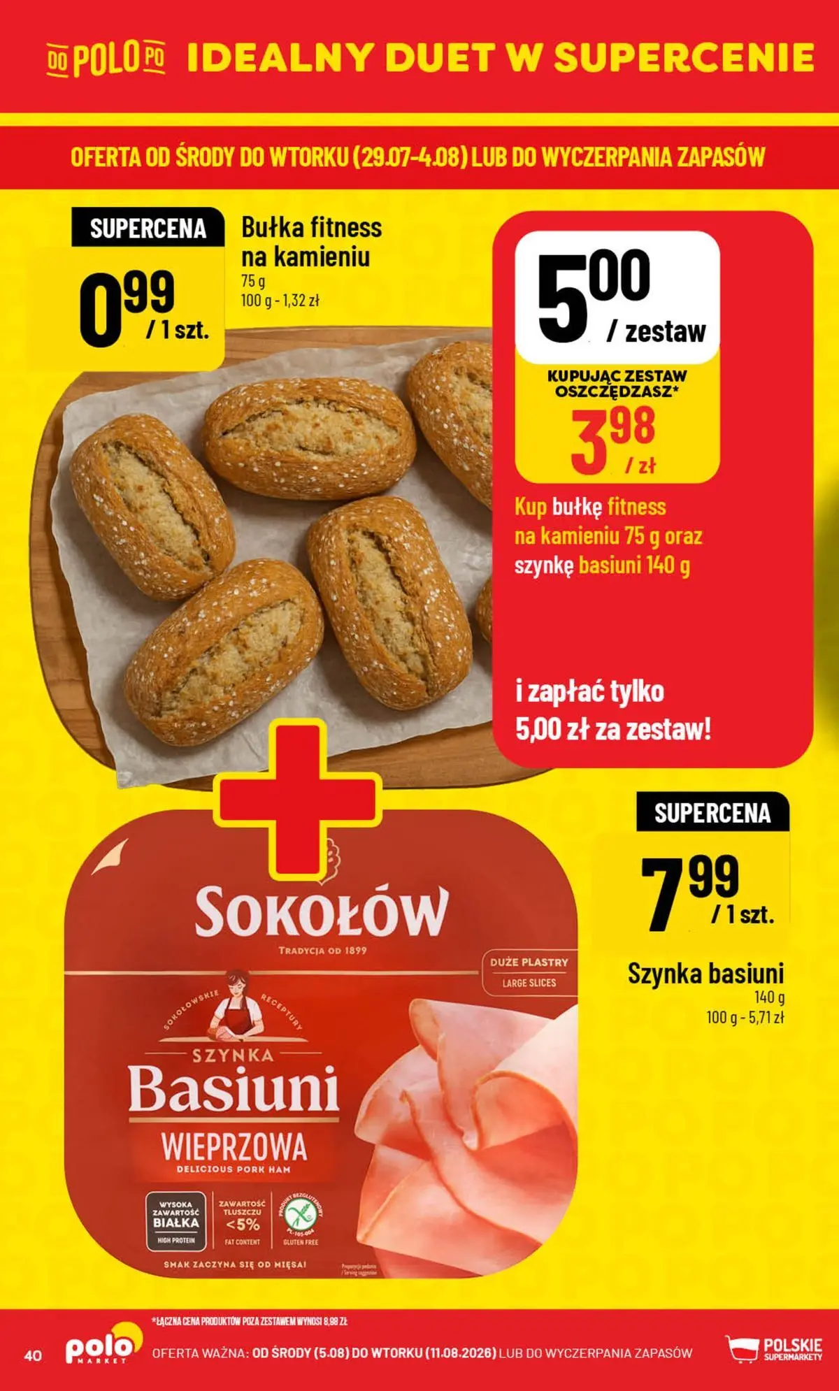 Nowa POLOmarket gazetka od jutra (05.08.2026) | Strona: 40 | Produkty: Szynka, Bułka fitness, Bułka Nowa POLOmarket gazetka od jutra 05.08.2026 | Strona: 40 | Produkty: Szynka, Bułka fitness, Bułka