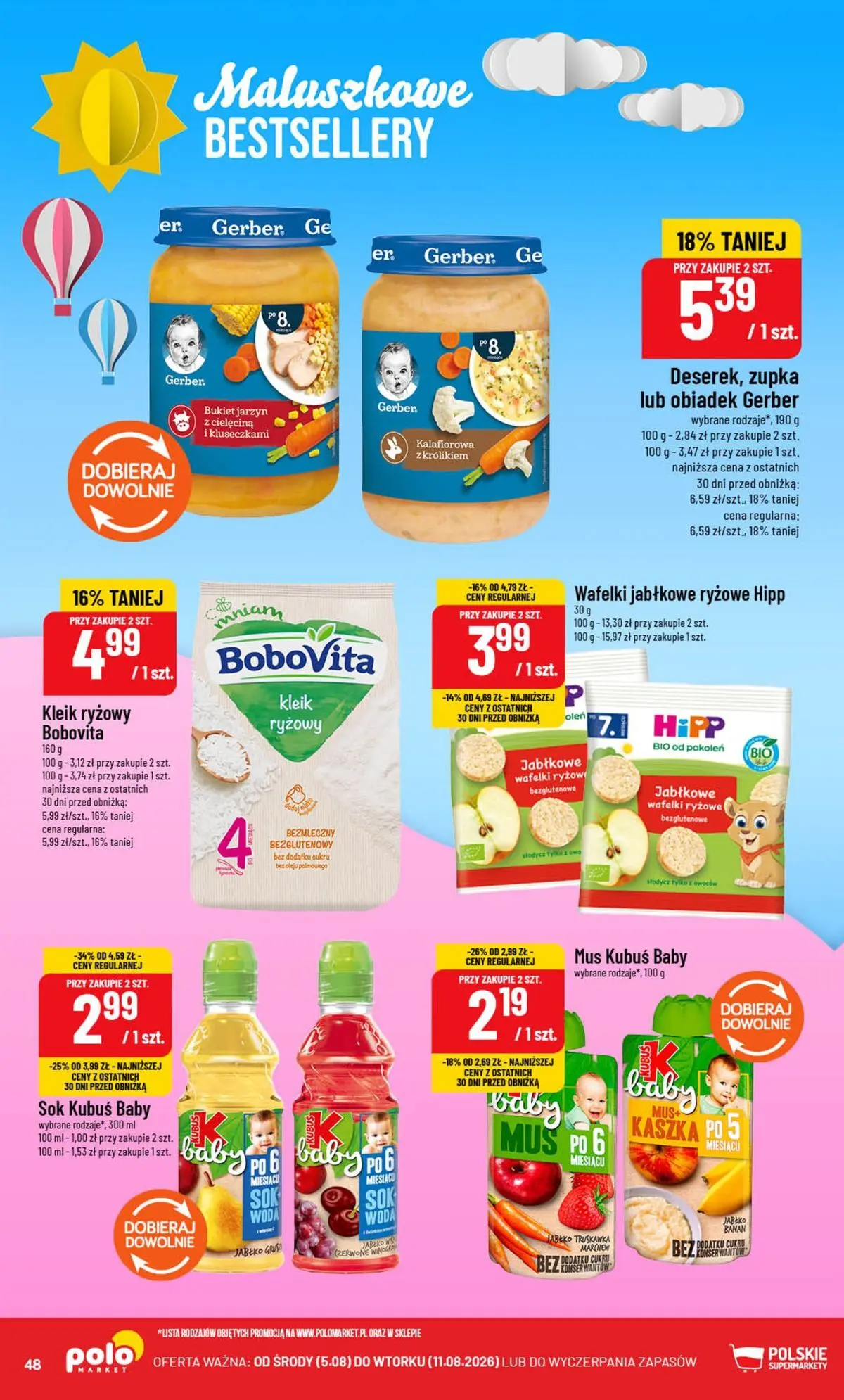 Nowa POLOmarket gazetka od jutra (05.08.2026) | Strona: 48 | Produkty: Wafelki, Sok, Banan, Woda Nowa POLOmarket gazetka od jutra 05.08.2026 | Strona: 48 | Produkty: Wafelki, Sok, Banan, Woda
