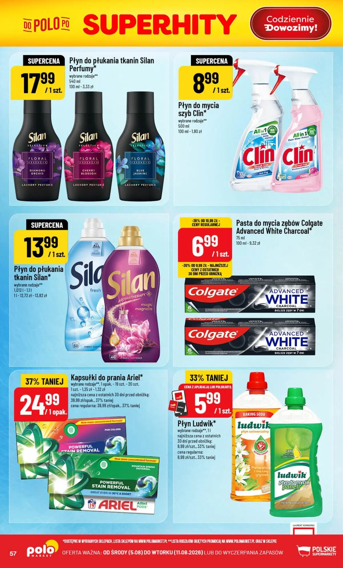 Nowa POLOmarket gazetka od jutra (05.08.2026) | Strona: 57 | Produkty: Trawy, Płyn do mycia szyb, Płyn do płukania tkanin, Kapsułki do prania Nowa POLOmarket gazetka od jutra 05.08.2026 | Strona: 57 | Produkty: Trawy, Płyn do mycia szyb, Płyn do płukania tkanin, Kapsułki do prania