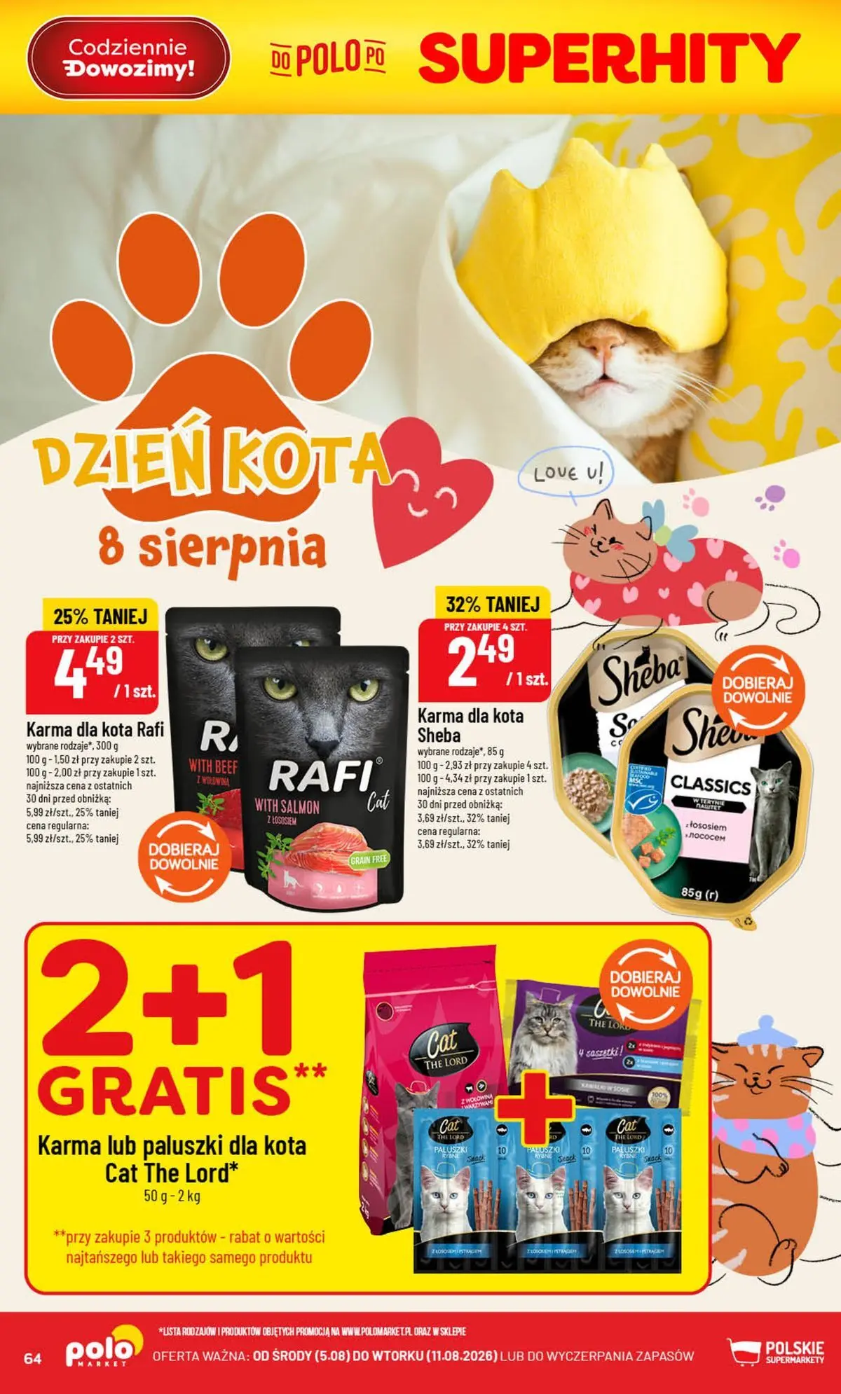 Nowa POLOmarket gazetka od jutra (05.08.2026) | Strona: 64 | Produkty: Paluszki, Karma dla kota, Wołowina Nowa POLOmarket gazetka od jutra 05.08.2026 | Strona: 64 | Produkty: Paluszki, Karma dla kota, Wołowina