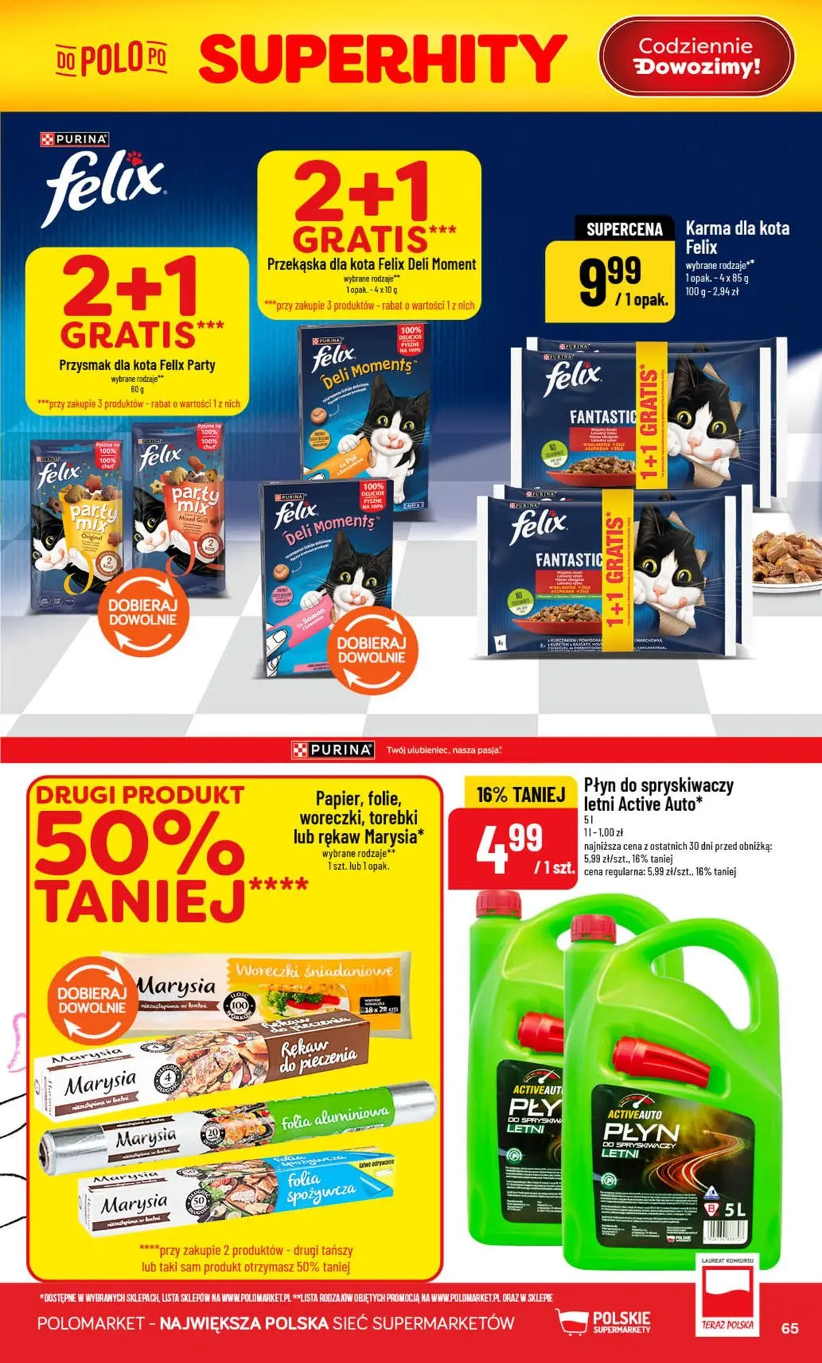 Nowa POLOmarket gazetka od jutra (05.08.2026) | Strona: 65 | Produkty: Płyn do spryskiwaczy letni, Grill, Karma dla kota, Torebki Nowa POLOmarket gazetka od jutra 05.08.2026 | Strona: 65 | Produkty: Płyn do spryskiwaczy letni, Grill, Karma dla kota, Torebki