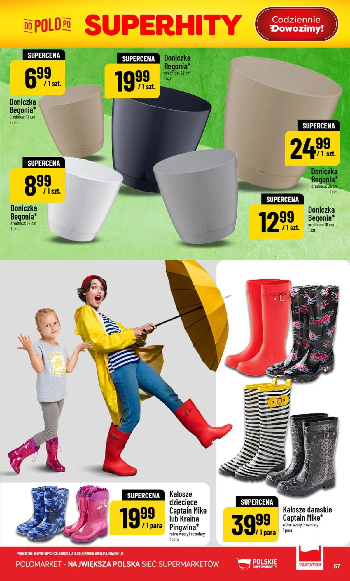 Nowa POLOmarket gazetka od jutra (05.08.2026) | Strona: 67 | Produkty: Kalosze, Doniczka Nowa POLOmarket gazetka od jutra 05.08.2026 | Strona: 67 | Produkty: Kalosze, Doniczka