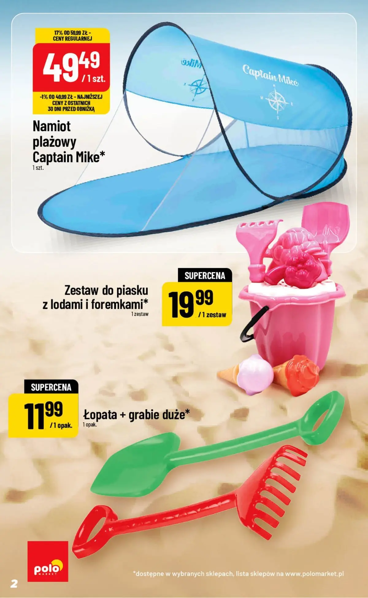 Nowa POLOmarket gazetka od jutra 05.08.2026 | Strona: 2 | Produkty: Namiot plażowy