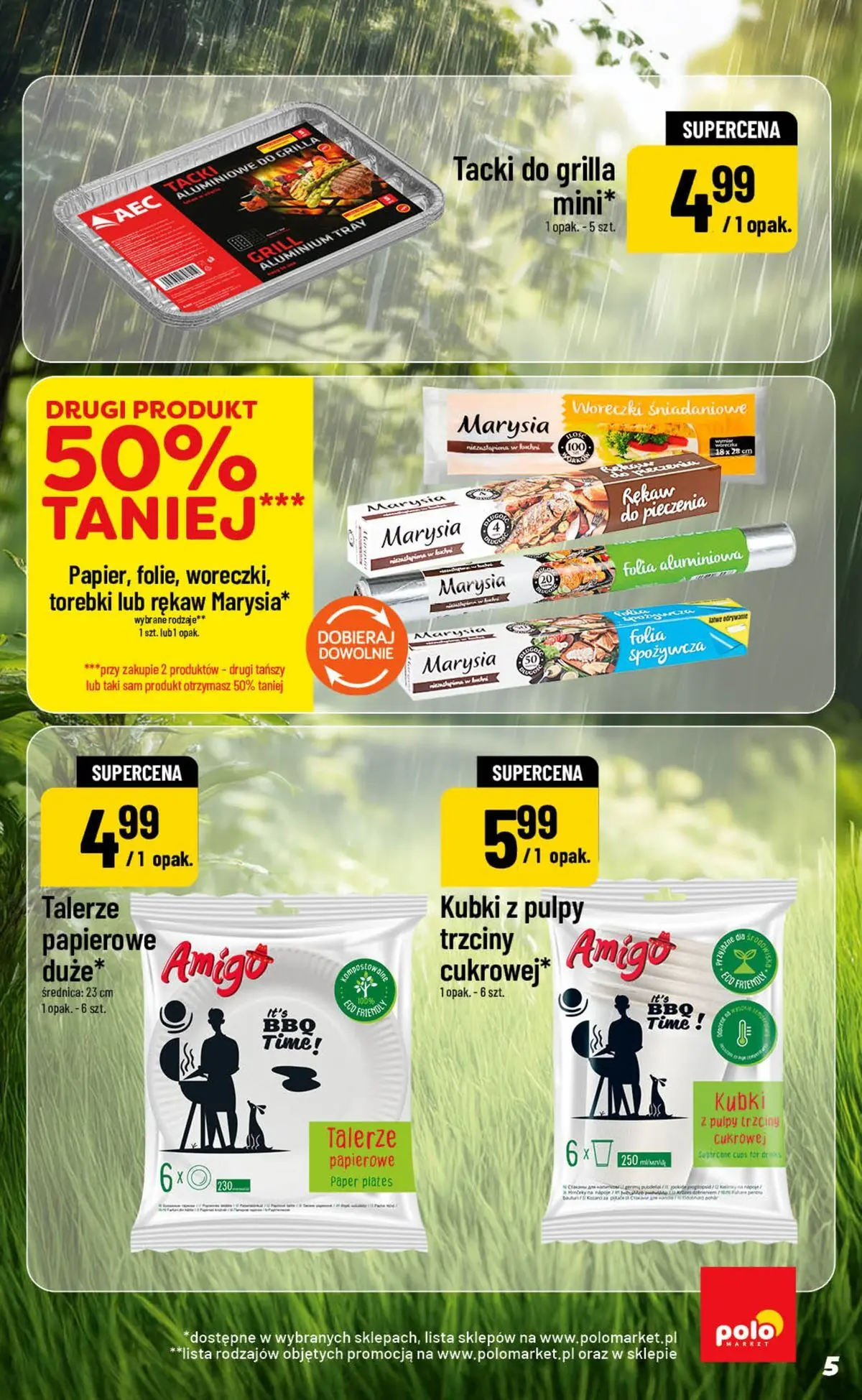 Nowa POLOmarket gazetka od jutra 05.08.2026 | Strona: 5 | Produkty: Grill, Talerze, Torebki