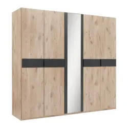 Dreht&uuml;renschrank Bergamo Graphit/Eichefarben