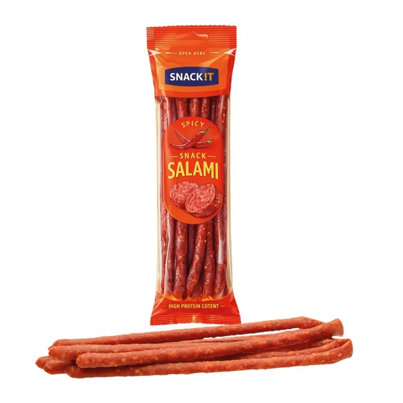 Snack IT - Schweinefleischerzeugnis, fein zerkleinert, roh, gereift, pikant.