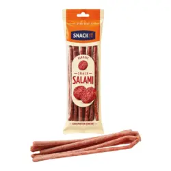 Snack IT - Schweinefleischerzeugnis, fein zerkleinert, roh, gereift.