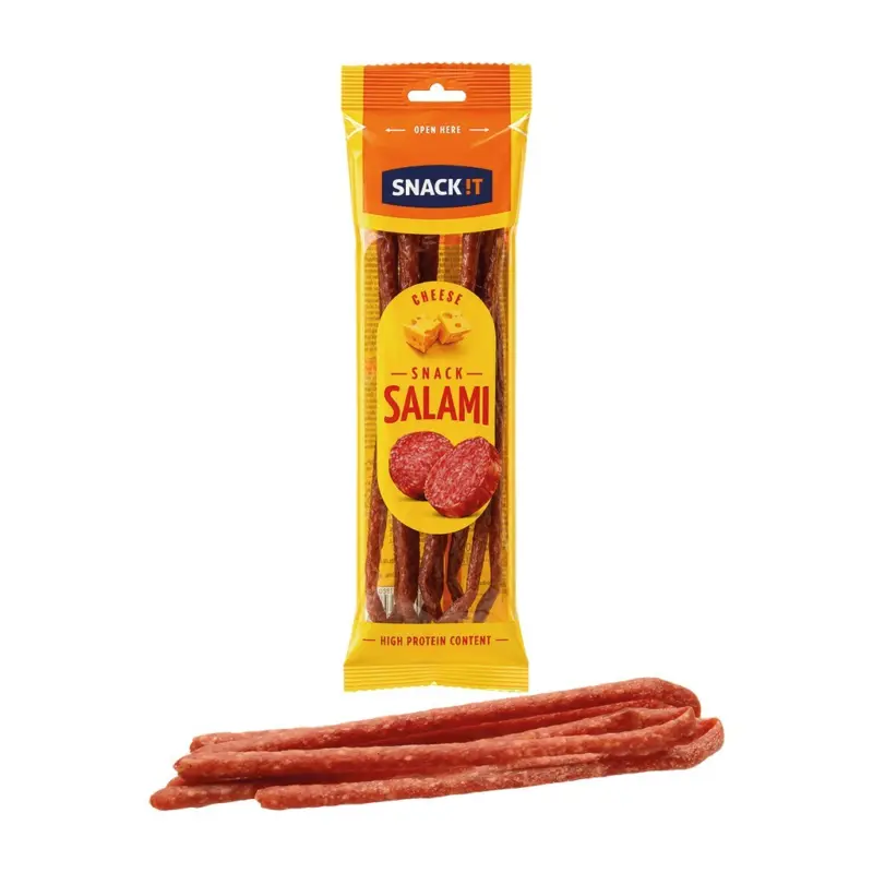 Snack IT - Schweinefleischerzeugnis, fein zerkleinert, roh, gereift. Mit K&auml;se.