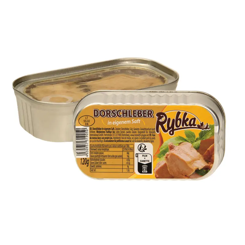 Dorschleber in eigenem Saft mit transparentem Deckel