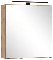 Spiegelschrank Chester mit LED 3-t&uuml;rig ca. 60x68 cm Eiche