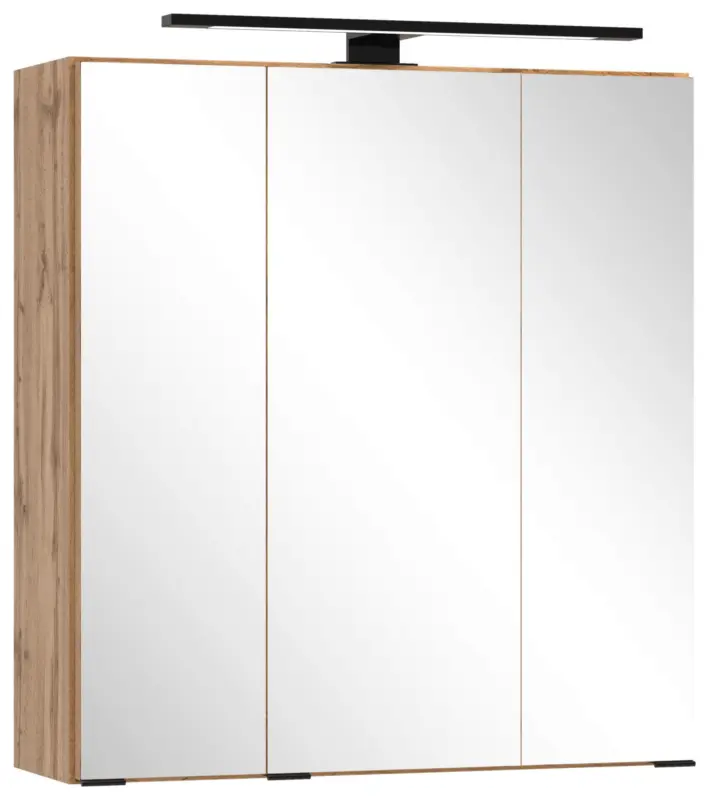Spiegelschrank Chester mit LED 3-t&uuml;rig ca. 60x68 cm Eiche