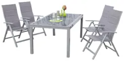 Gartengarnitur 5-tlg. Taviano Metall/Textil/Glas