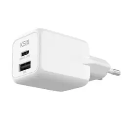 Cargador de red Ksix 1x USB-A + 1x USB-C