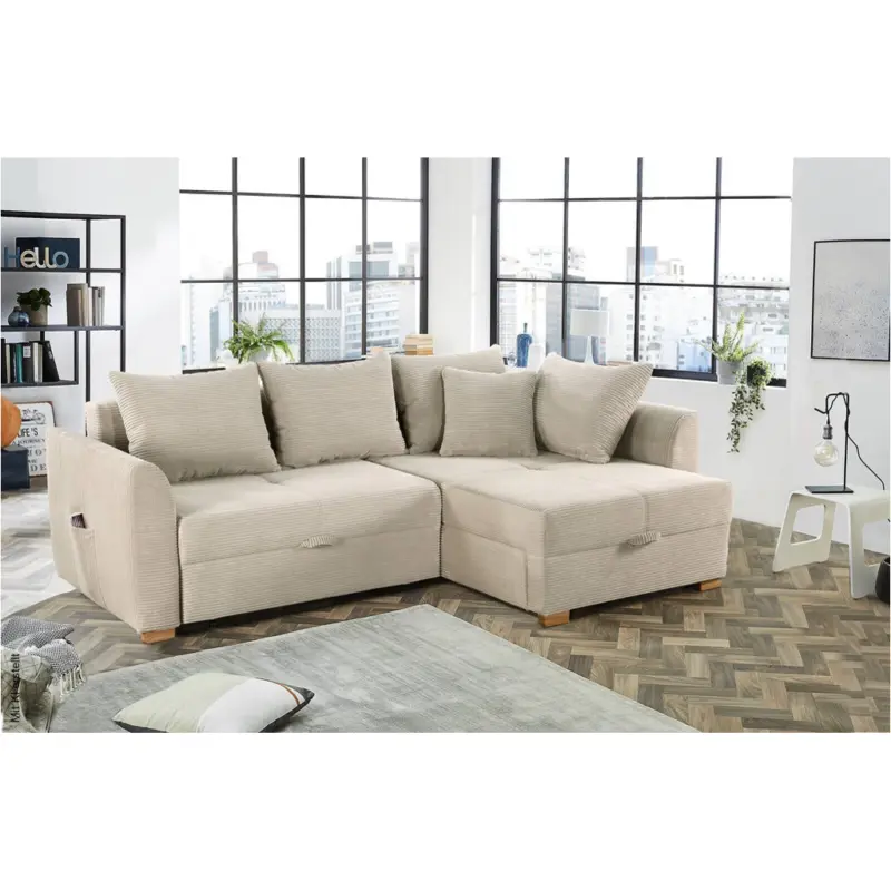 Ecksofa mit Bettfunktion und Bettkasten
