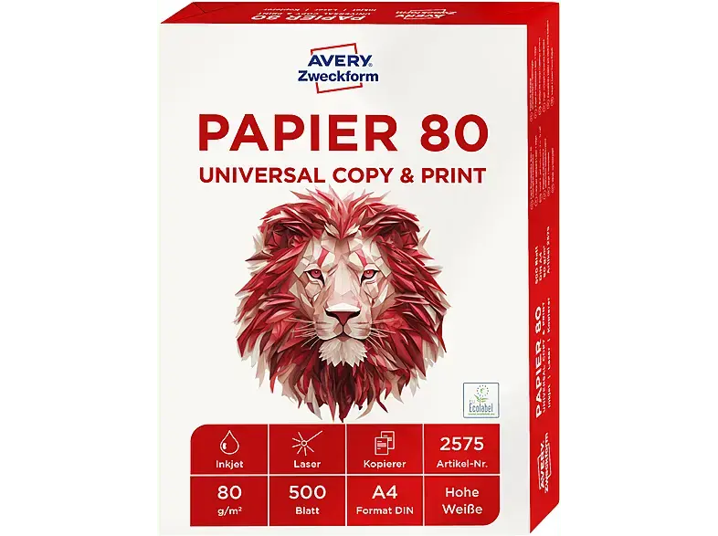 AVERY ZWECKFORM Drucker- und Kopierpapier, A4, 80 g/m&sup2;, 2575