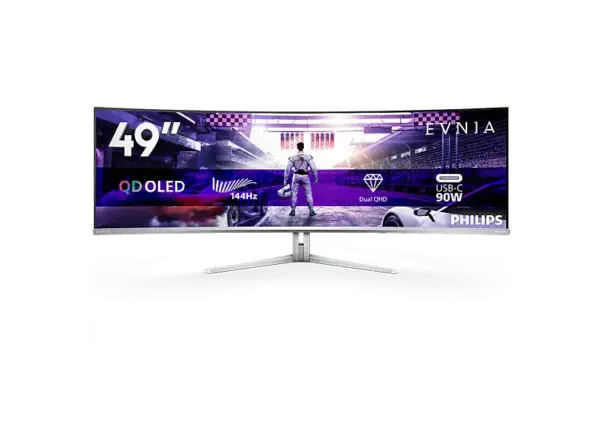 PHILIPS 49M2C8900L/00 48,9 Zoll Curved Gaming Monitor, DQHD, 0,03 ms Reaktionszeit, 250 cd/m&sup2;, 144 Hz, Wei&szlig;