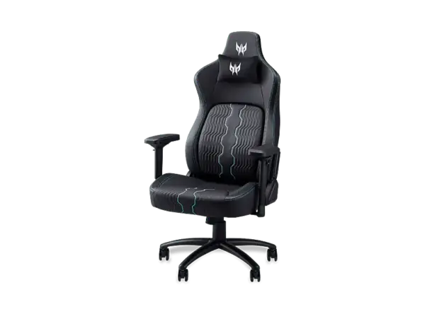 Acer Predator Rift Pro Gaming Chair, Ergonomischer Gaming-Stuhl mit 4D-Armlehnen und Magnet-Kopfkissen, Schwarz