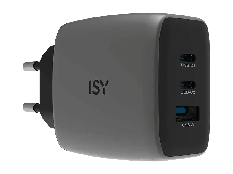 ISY IAC-7065 65 Watt PD-GaN Ladeger&auml;t, Grau; 65-W-PD-GaN-Ladeger&auml;t