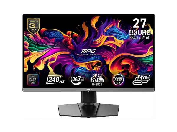 MSI MPG 272URXDE QD-OLED 26,5 Zoll Monitor, UHD 4K, 1 ms Reaktionszeit, 250 cd/m&sup2;, 240 Hz, Schwarz