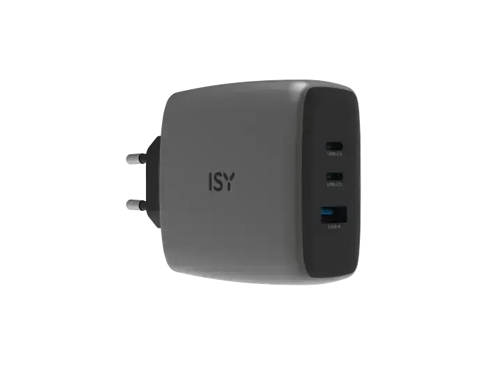 ISY Univerz&aacute;lis GaN h&aacute;l&oacute;zati adapter, s&ouml;t&eacute;tsz&uuml;rke (IAC-7100)