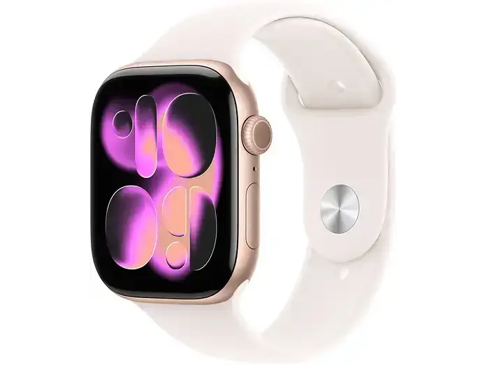 APPLE Watch Series 11 GPS, 42mm roz&eacute;arany alum&iacute;niumtok, l&aacute;gy r&oacute;zsasz&iacute;n sportsz&iacute;j, S/M (MEU04MP/A)