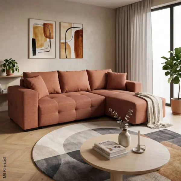 Ecksofa mit Bettfunktion und Bettkasten
