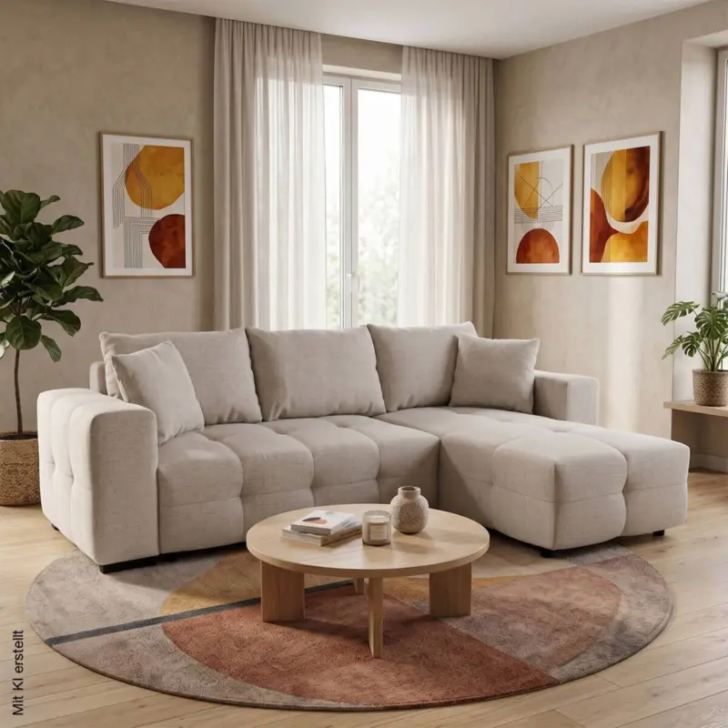 Ecksofa mit Bettfunktion und Bettkasten