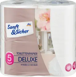 Set de 4 role de h&acirc;rtie igienică Deluxe5 straturi (4x130 foi)