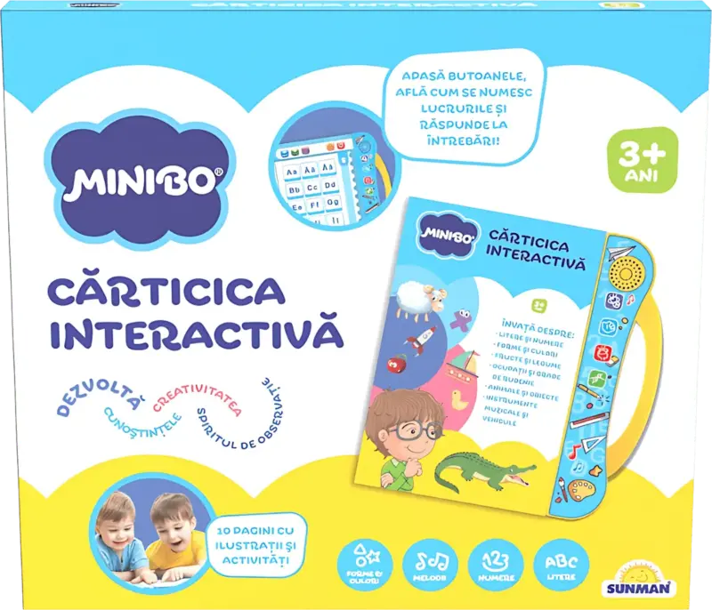 Cărticică interactivă cu ilustrații și activități, 10 pagini