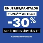Bonobo Un jeans / pantalon + un 2&egrave;me article = -30% sur le moins cher des 2 - au 30.09.2026