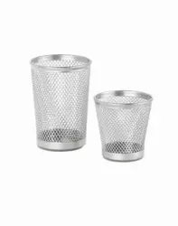 Stiftehalter Mesh 2er-Set Silber Metall zwei Gr&ouml;&szlig;en