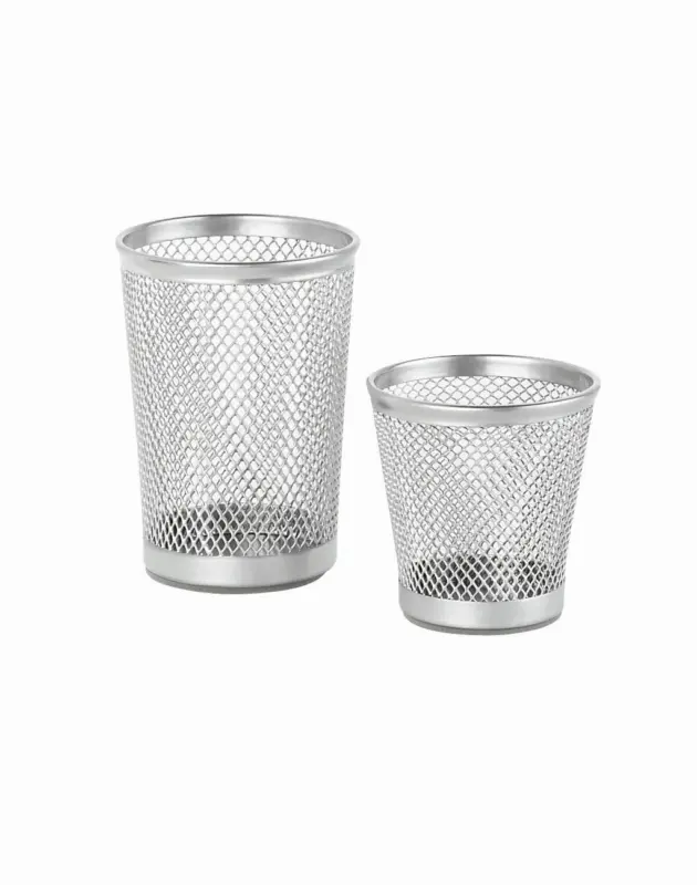 Stiftehalter Mesh 2er-Set Silber Metall zwei Gr&ouml;&szlig;en