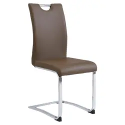 Schwingstuhl Lederlook Braun, Chromfarben