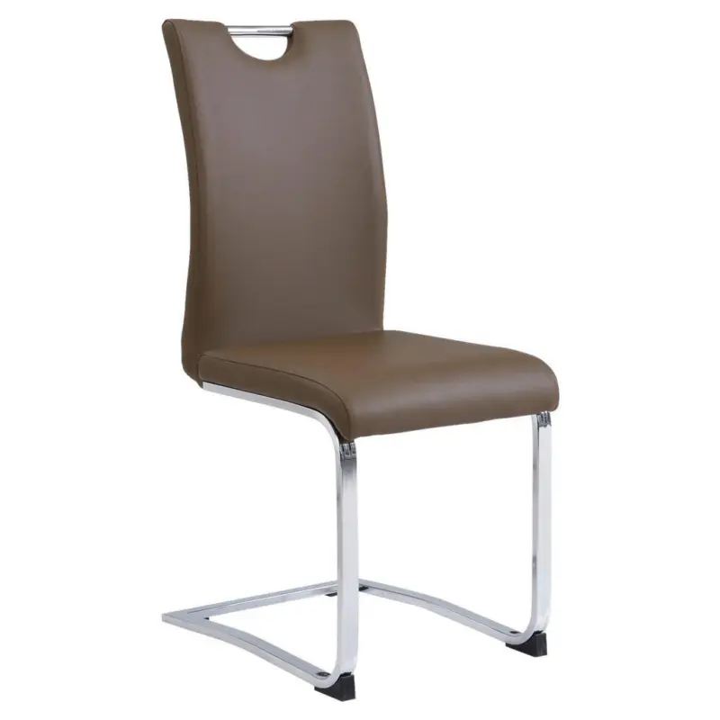 Schwingstuhl Lederlook Braun, Chromfarben