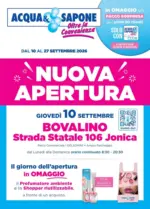 Acqua & Sapone SRL Societ&agrave; Consortile Nuova apertura - dal 10.09.2026