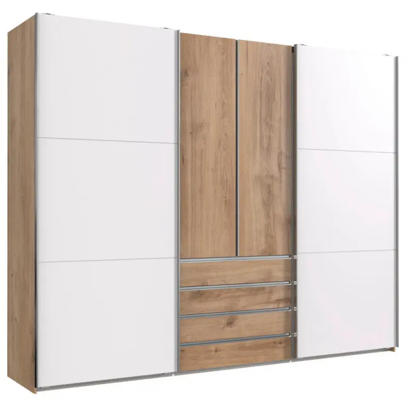 Schwebet&uuml;renschrank in Wei&szlig;, Eichefarben