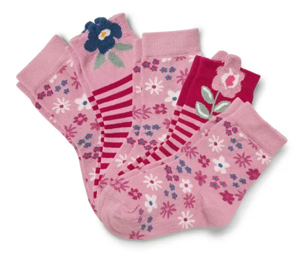 5 Paar Kinder-Socken, Blumen