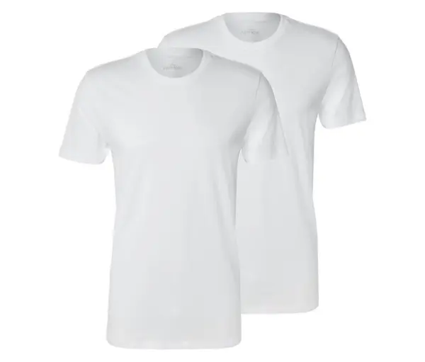 2 T-Shirts mit Rundhalsausschnitt, wei&szlig;