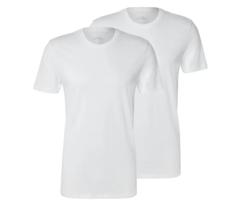 2 T-Shirts mit Rundhalsausschnitt, wei&szlig;