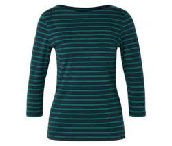 Shirt mit 3/4-Arm, gr&uuml;n-navy gestreift