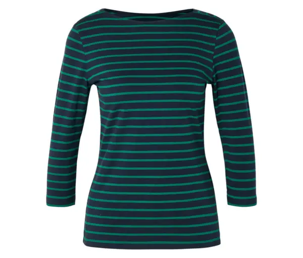 Shirt mit 3/4-Arm, gr&uuml;n-navy gestreift
