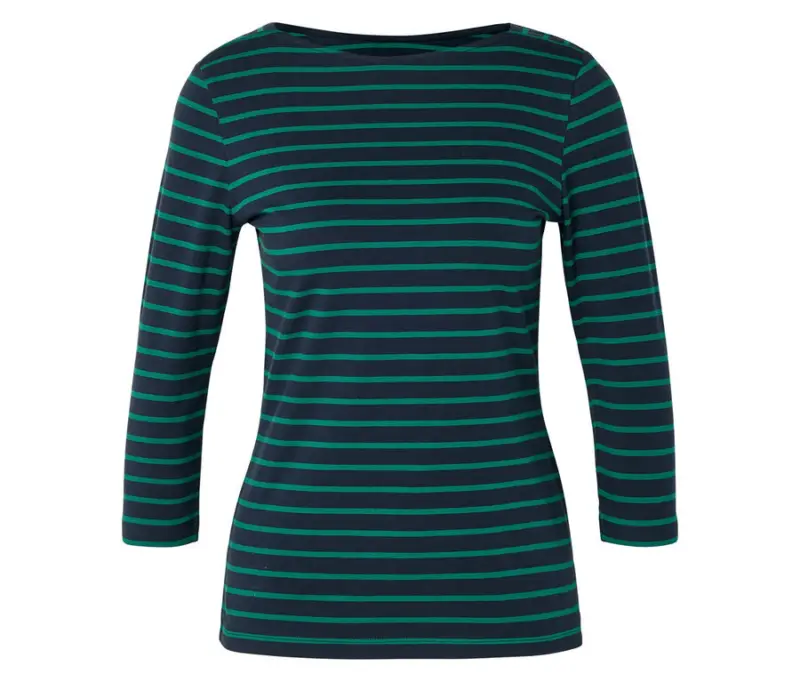 Shirt mit 3/4-Arm, gr&uuml;n-navy gestreift