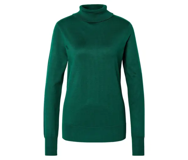 Feinstrick-Rollkragenpullover, gr&uuml;n