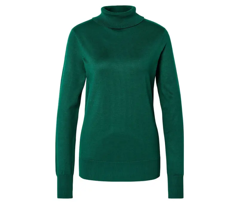 Feinstrick-Rollkragenpullover, gr&uuml;n
